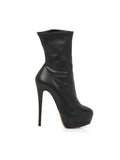 Black Platform Leather Boots//Size-36EUR