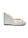 Silver Leather Prima Wedge Sandal - 37