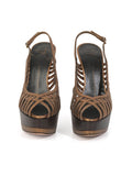 Copper Platform Peep Toe Sandals/Size-35EUR