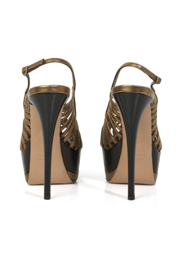 Copper Platform Peep Toe Sandals/Size-35EUR