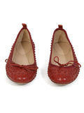 Brick Red Studded Ballet Flats/Size-34.5EUR