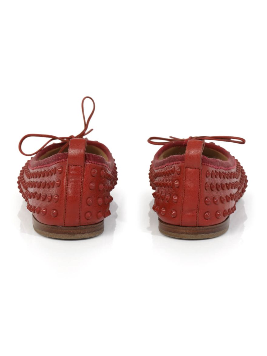 Brick Red Studded Ballet Flats/Size-34.5EUR