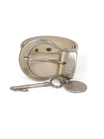 Metallic White Leather Belt For Women/Size-95