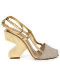 Gold Curio Sling Back Heels/Size-5M