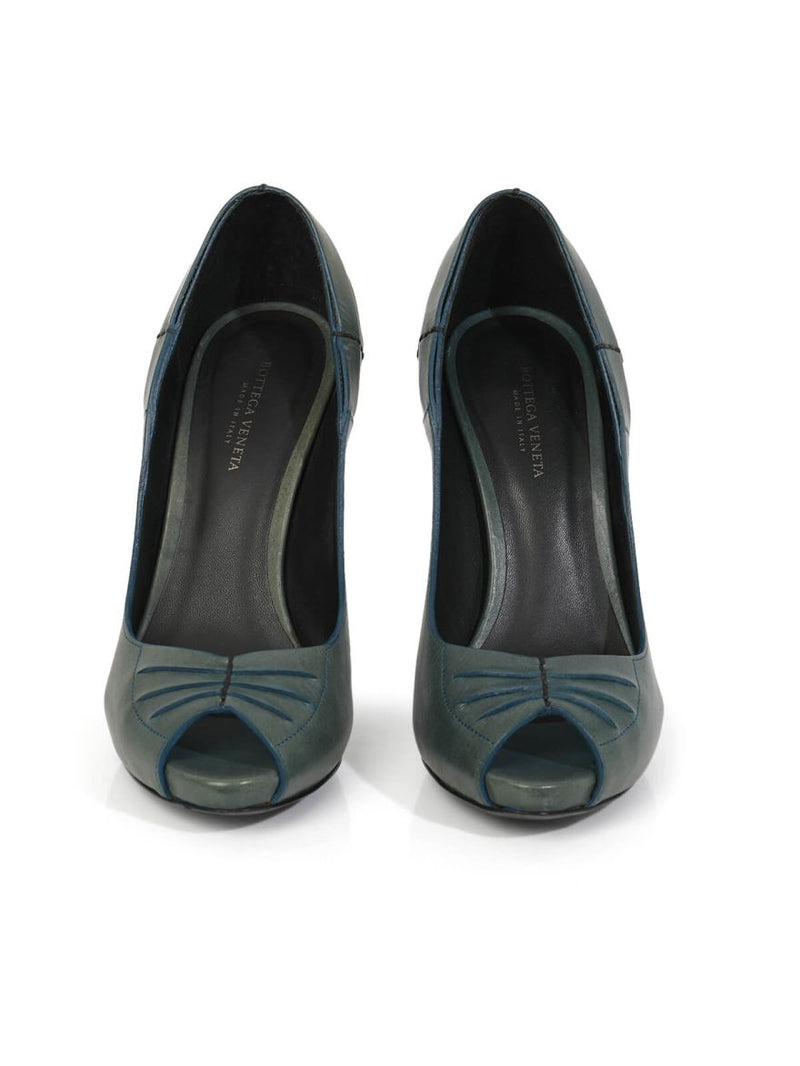 Green Peep Toe Pumps/Size-35EUR