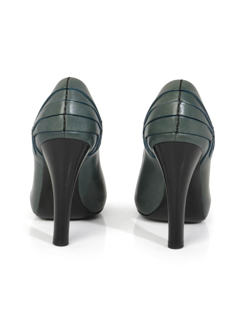 Green Peep Toe Pumps/Size-35EUR