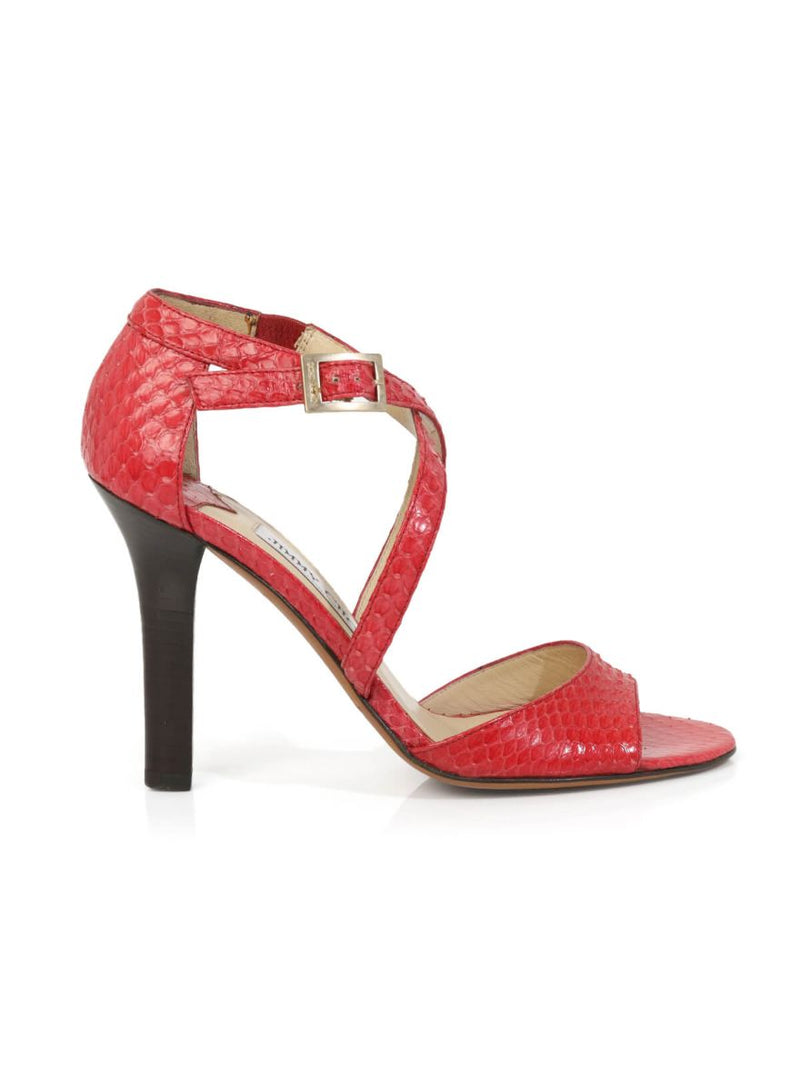 Cherry Exotic Skin Embossed Sandal/Size-36EUR