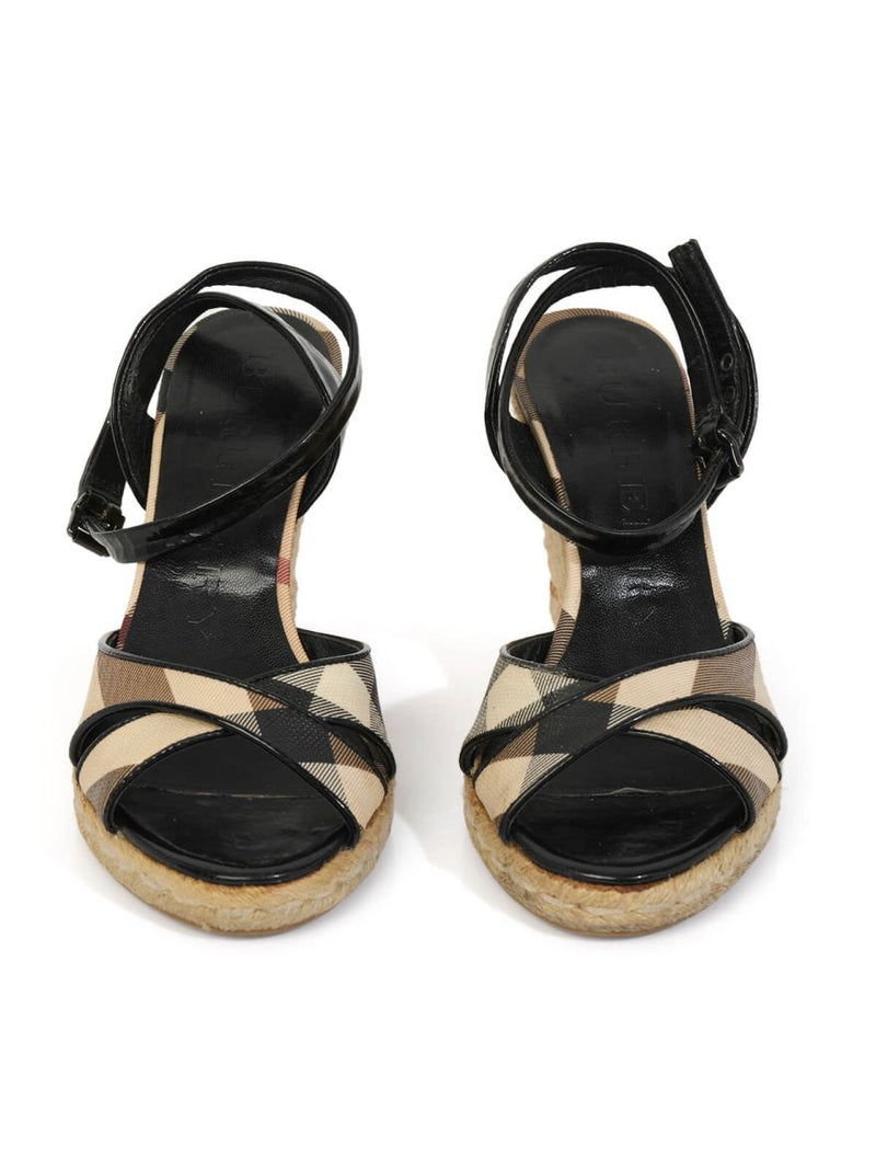 Nova Check Black Espadrille Sandals/Size-35EUR