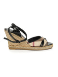 Nova Check Black Espadrille Sandals/Size-35EUR