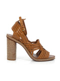 Nadia Tan Woven Leather Heels/Size-5M