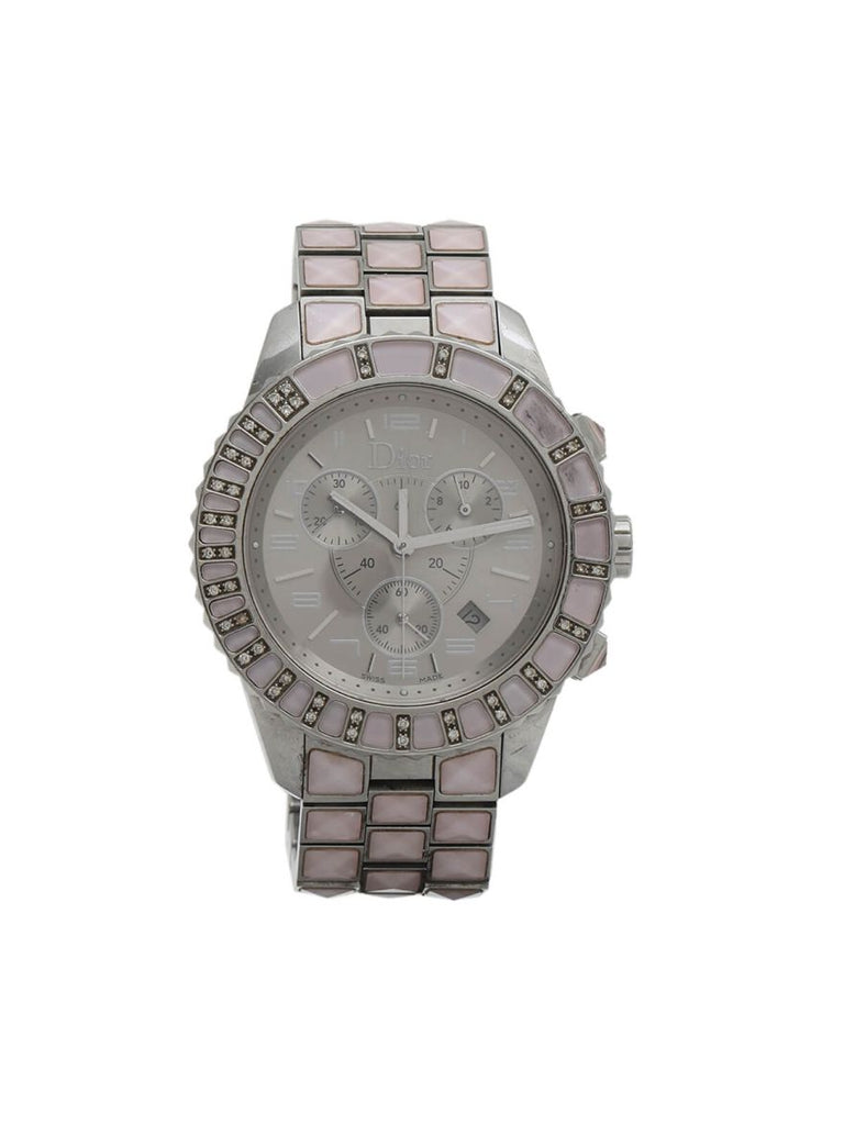 Pink/Silver Stainless Crystal Diamond Women's Wrist Watch with