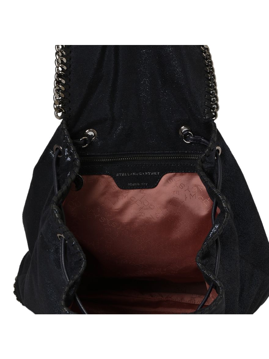 Black Faux Leather Falabella Mini Backpack