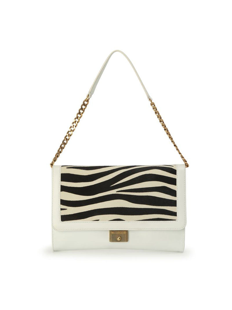 Zebra Print White Leather Bag Medium