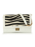 Zebra Print White Leather Bag Medium