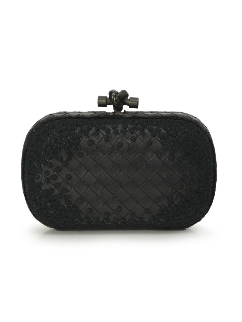 Black Knot Embroidery Knot Clutch Small