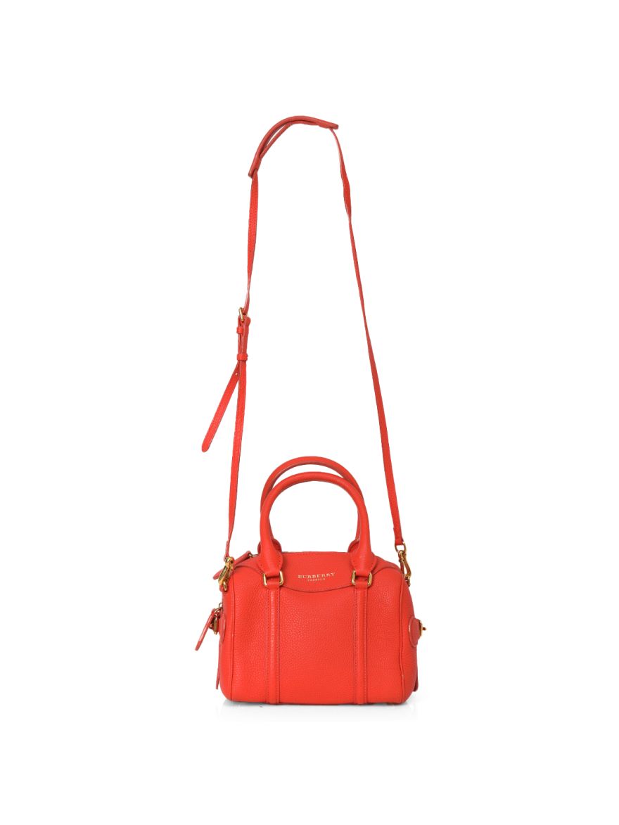 Bee Handle Leather Crossbody Red Bag Small