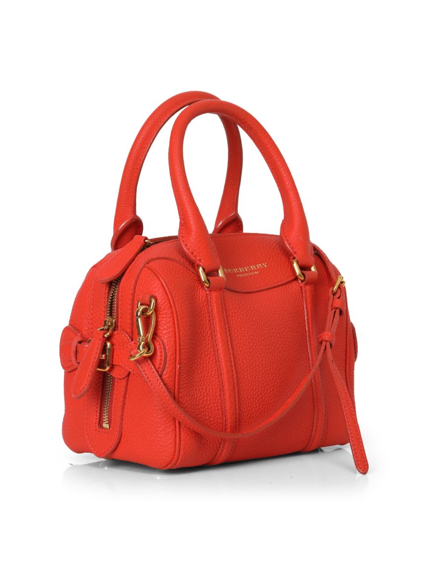 Bee Handle Leather Crossbody Red Bag Small