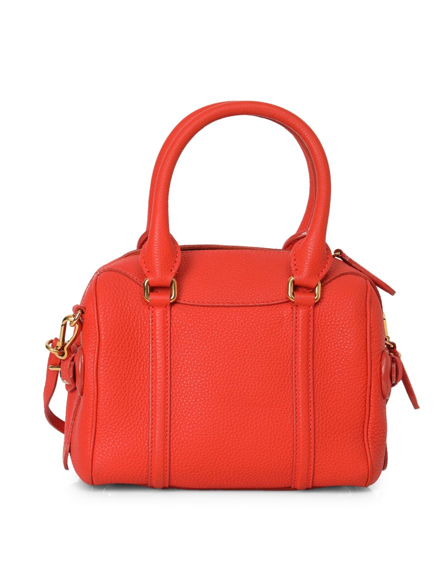 Bee Handle Leather Crossbody Red Bag Small