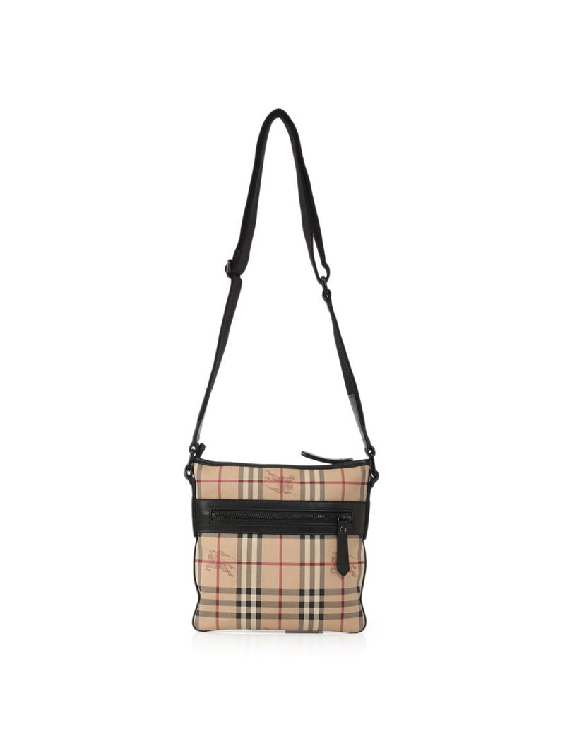 Beige/Brown Haymarket Check Coated Canvas Messenger Bag