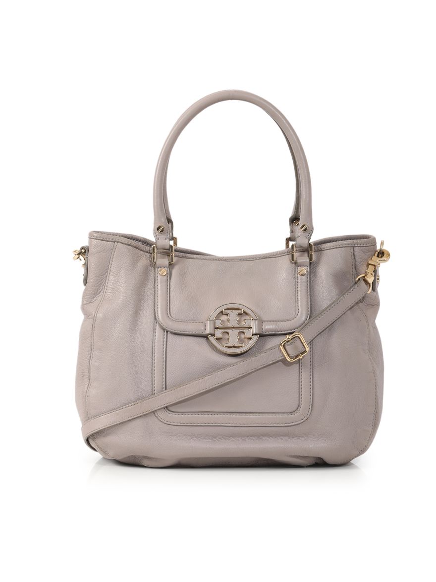 Grey Leather Satchel/Shoulder Bag