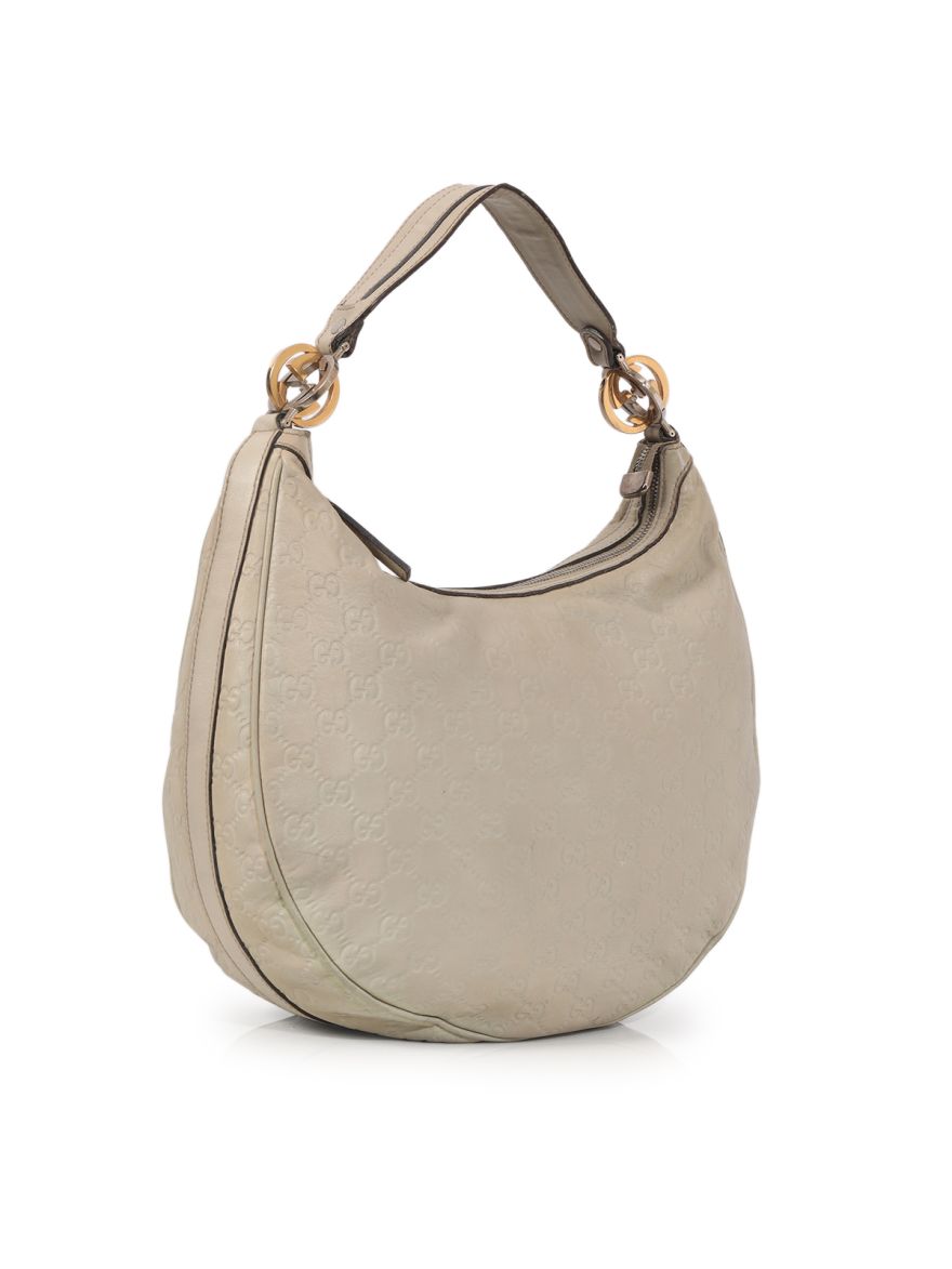 White ssima leather GG Twins Medium Hobo Bag