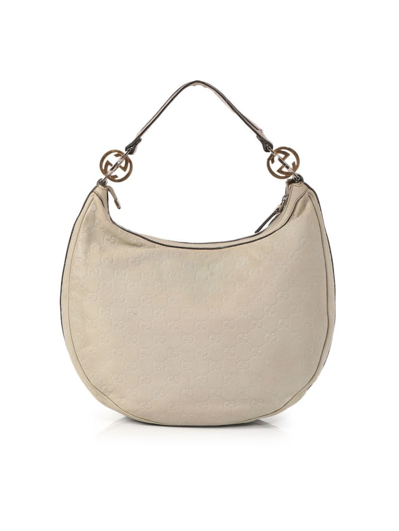 White Guccissima leather GG Twins Medium Hobo Bag