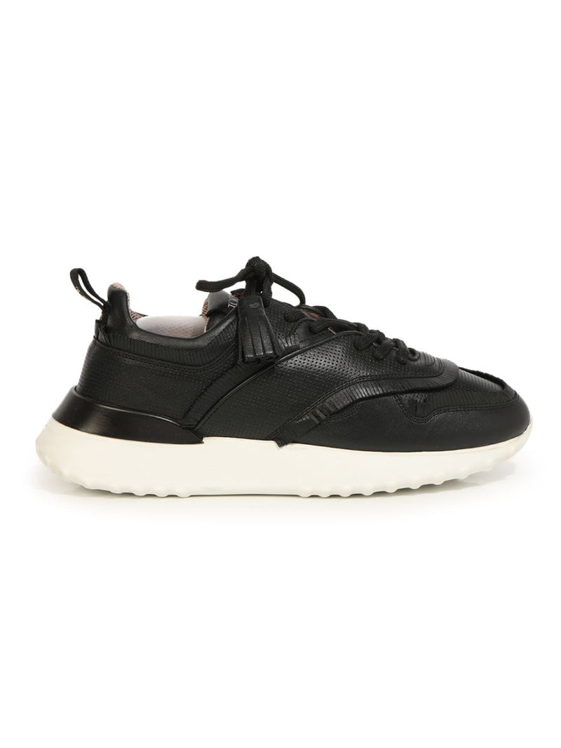 TOD'S Black Leather Lace UP Sneaker/ 38.5S
