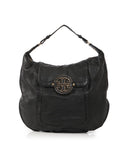 Amanda Black Leather Hobo Bag Medium