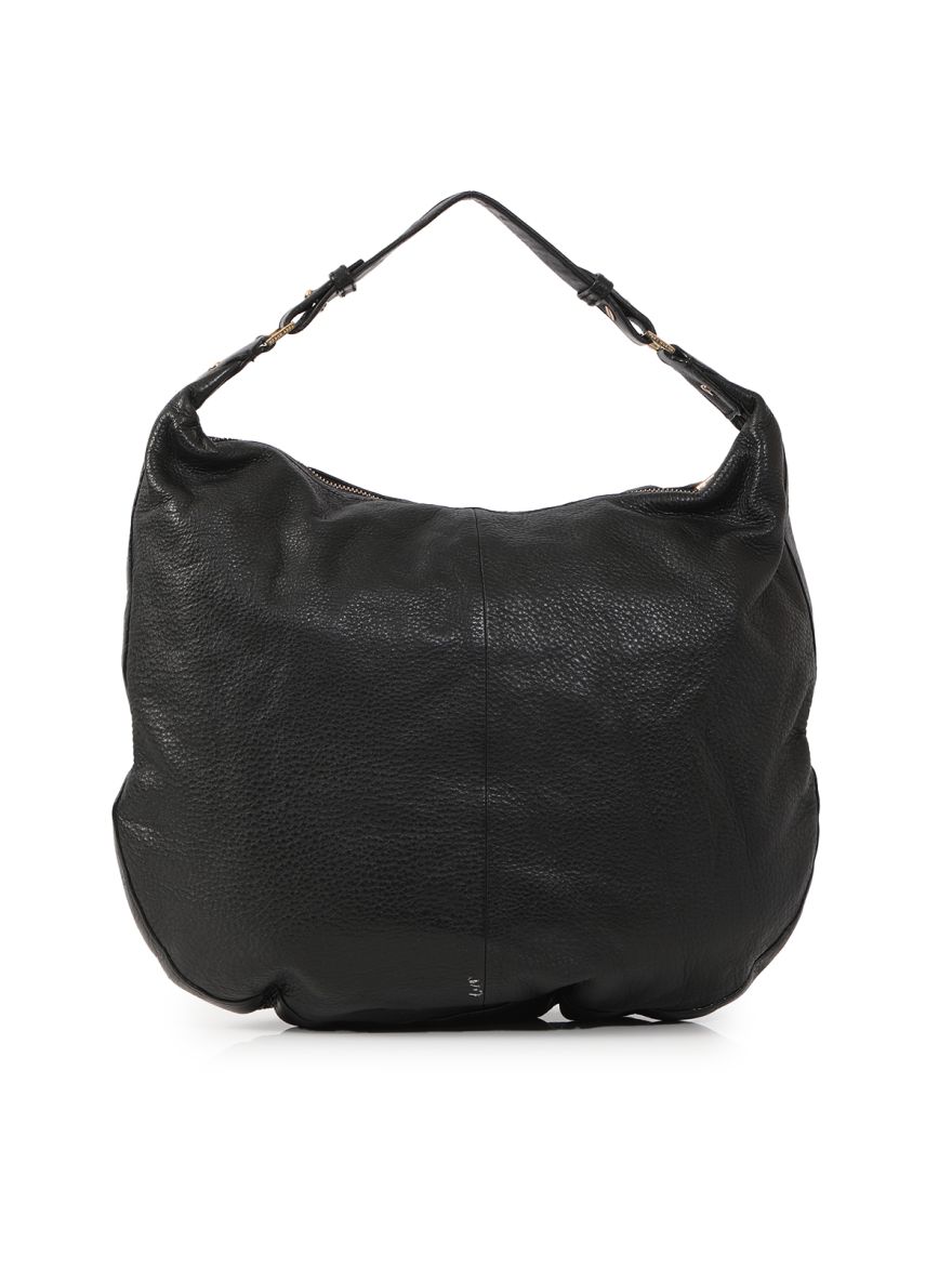 Amanda Black Leather Hobo Bag Medium