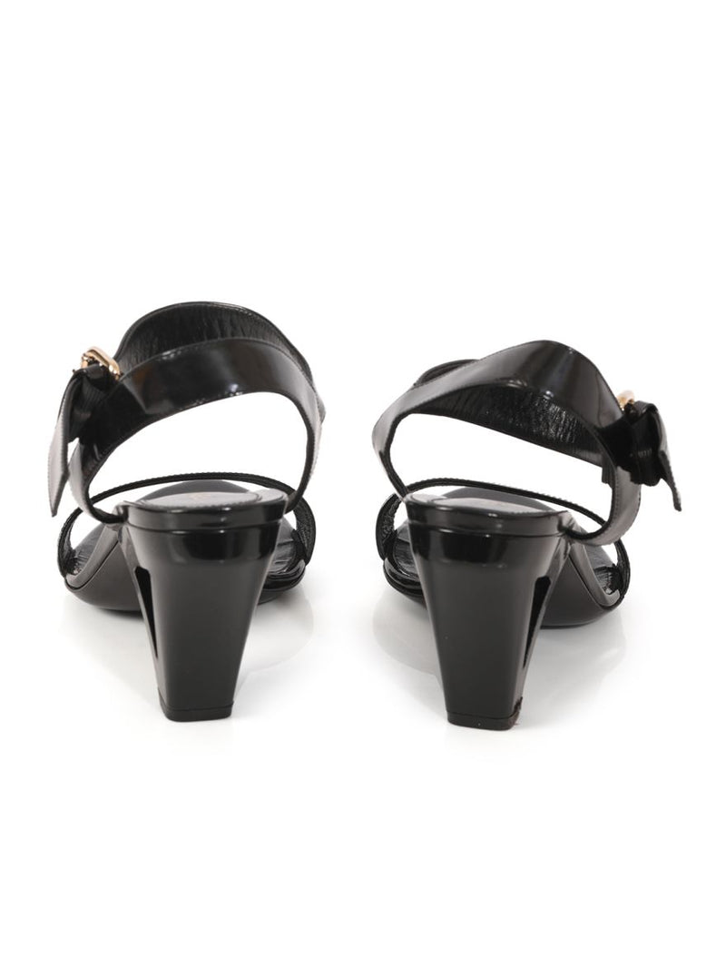 Vintage  Black Lacquered Women  Monogram FF Heels