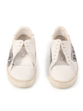 White Logo Print Low Top Sneakers