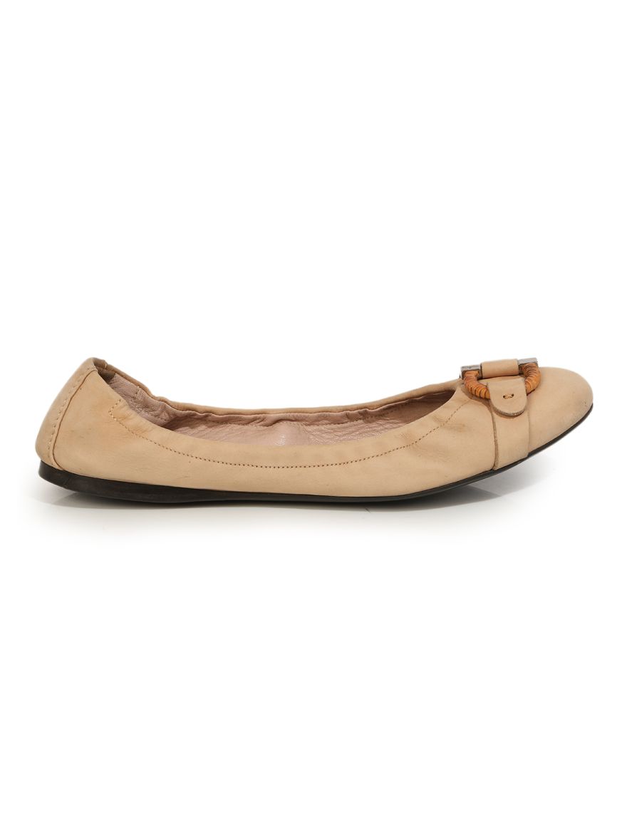 Beige Soft Leather Ballerinas size- 38