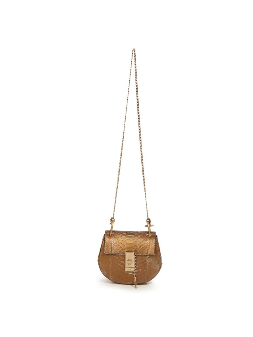 Drew Gold Metallic croc embossed Sling Bag