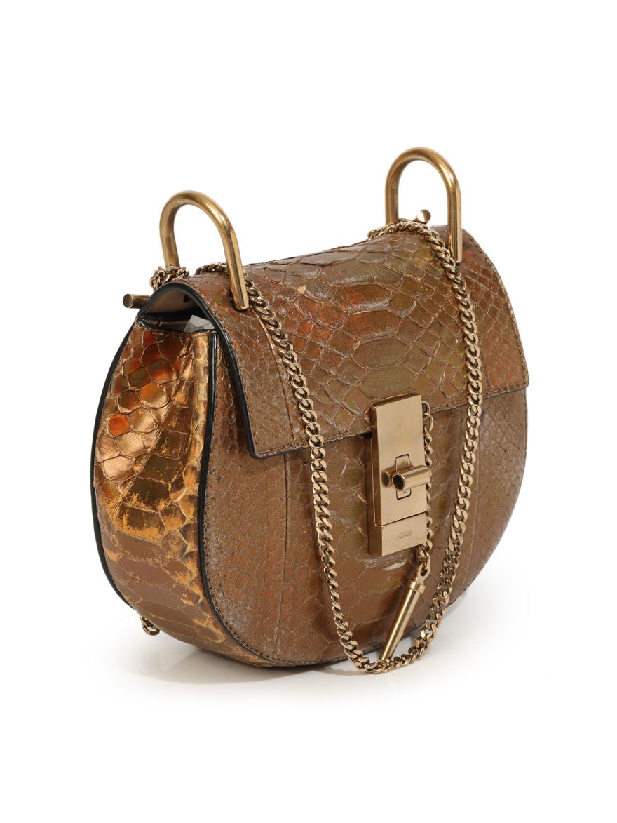 Drew Gold Metallic croc embossed Sling Bag