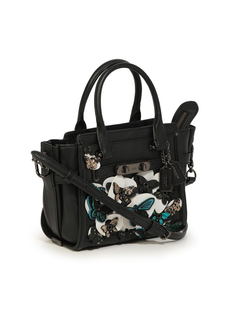 Black Applique Butterfly Mini Satchel