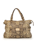 Beige Python Effect Leather Satchel