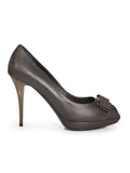 Grey Metallic Peep Toe Heels/Size: 7.5