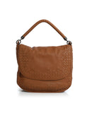 Camel Intrecciato Flap Hobo Medium