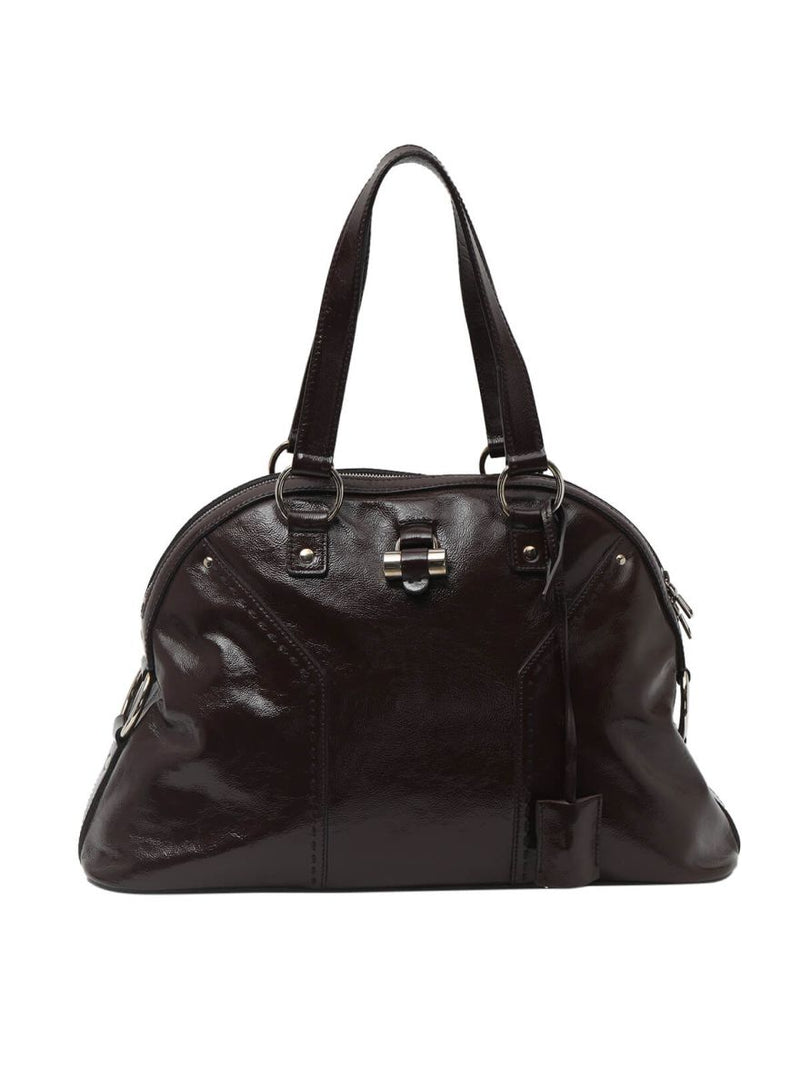 Burgundy Patent Leather?ËœLarge Dome Satchel?ËœMuse Bag