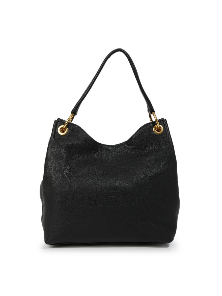 Vitello Daino Phenix Nero Hobo Bag