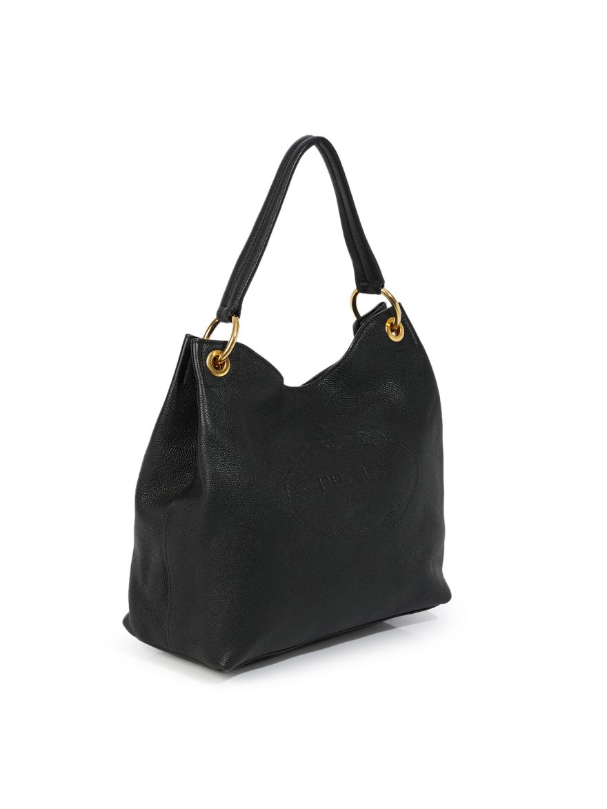 Vitello Daino Phenix Nero Hobo Bag