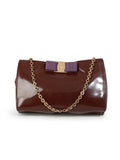 Patent Purple Vera Piuma Chain Clutch