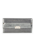 Metallic Silver Leather And Glitter Reese Clutch