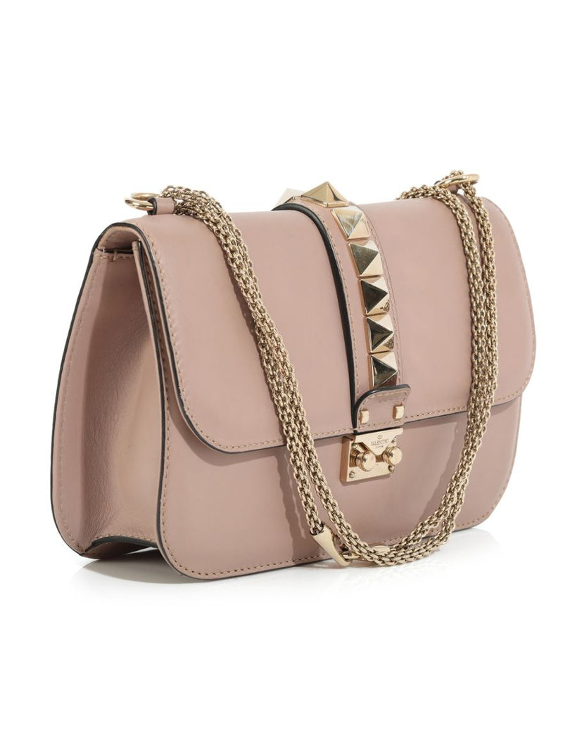 Garavani Nude Pink Rockstud Lock Noir Medium Shoulder Bag