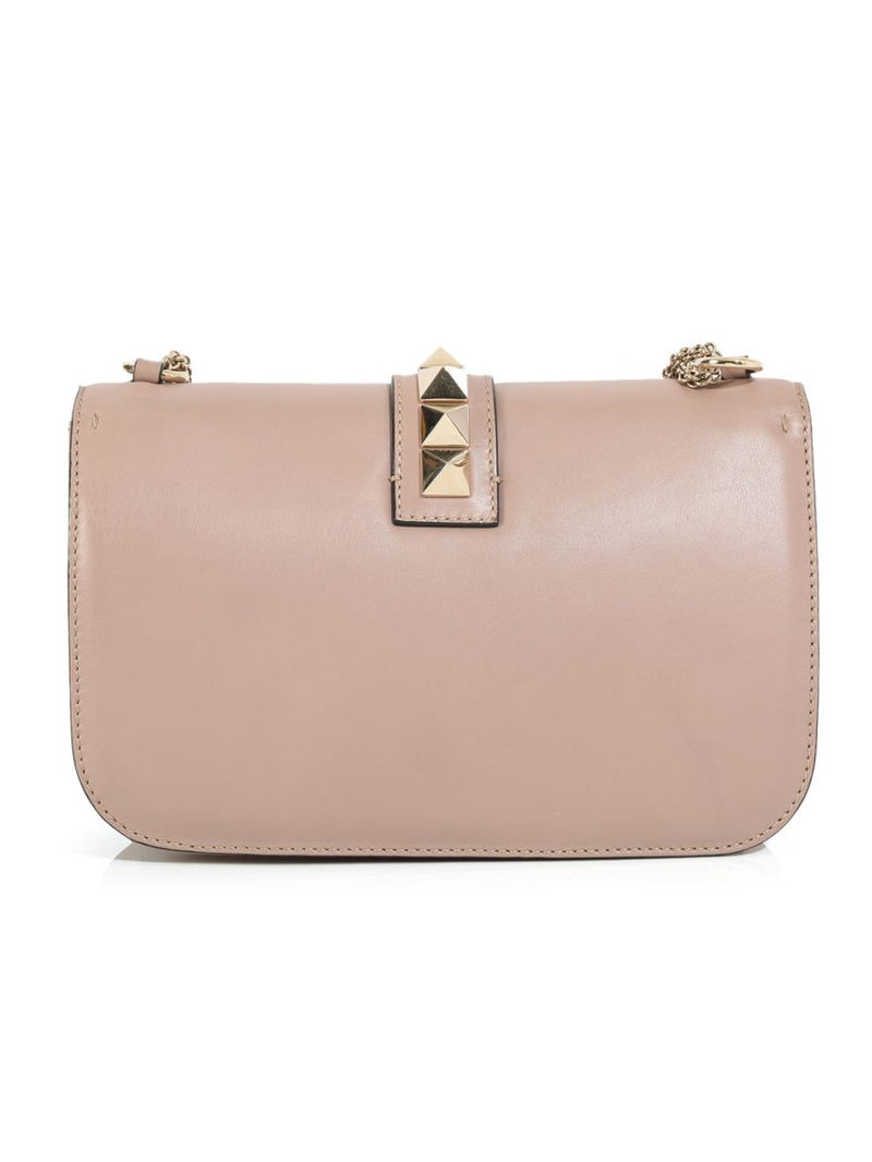Garavani Nude Pink Rockstud Lock Noir Medium Shoulder Bag