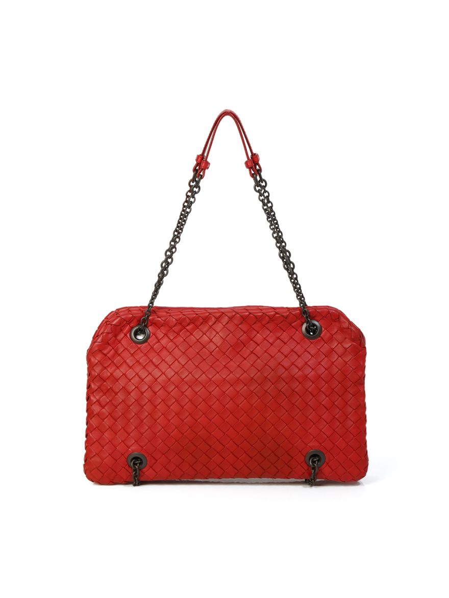 Red Intrecciato Nappa Leather Duo Shoulder Bag