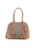 Brown/Beige Jacquard Logo Bauletto Bag