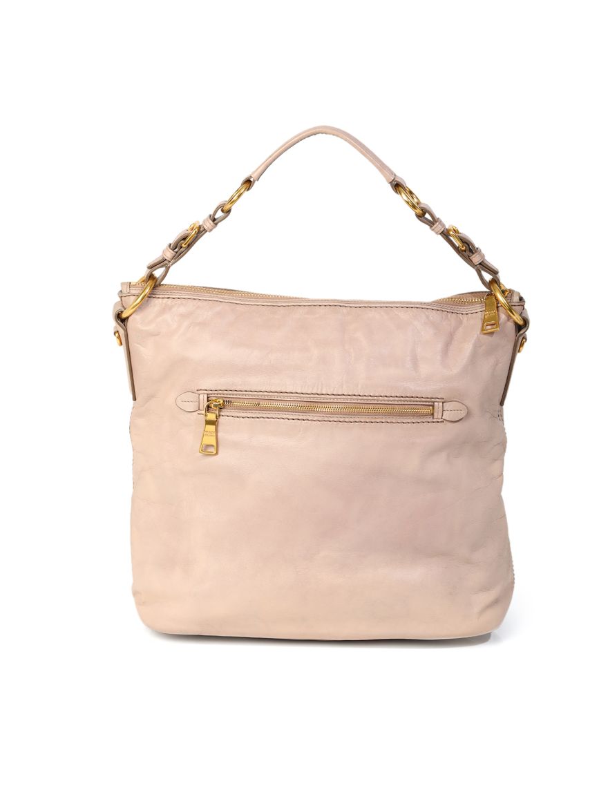 Pink Soft Calf Leather Hobo Bag