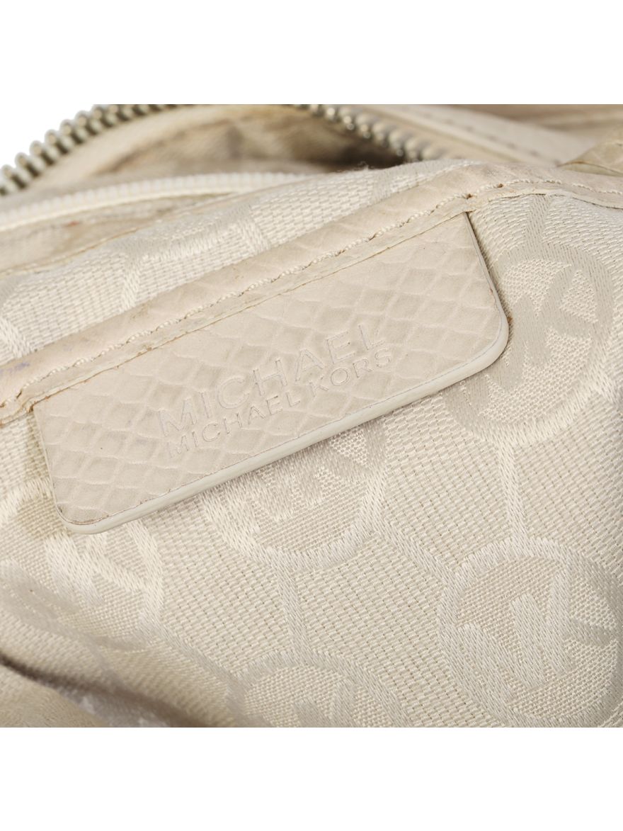 Ecru Croc Embossed Hobo Bag