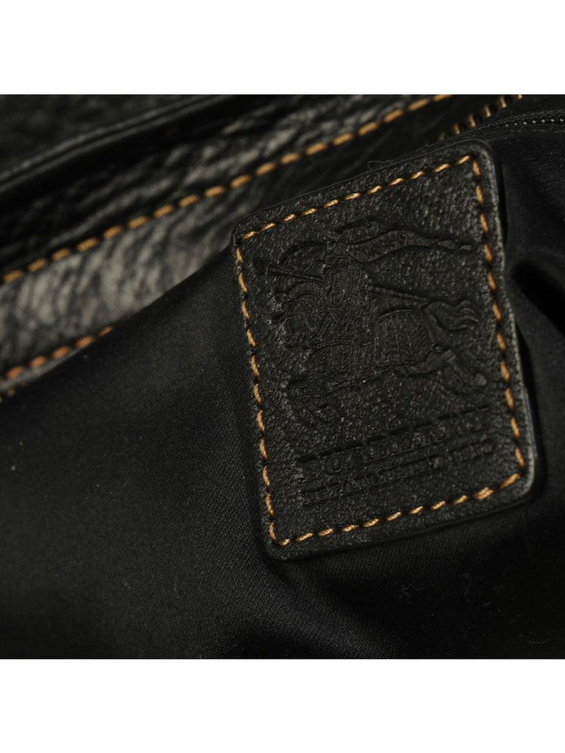 Vintage Black Leather Front Pockets Shoulder Bag